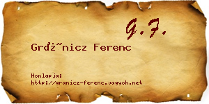 Gránicz Ferenc névjegykártya